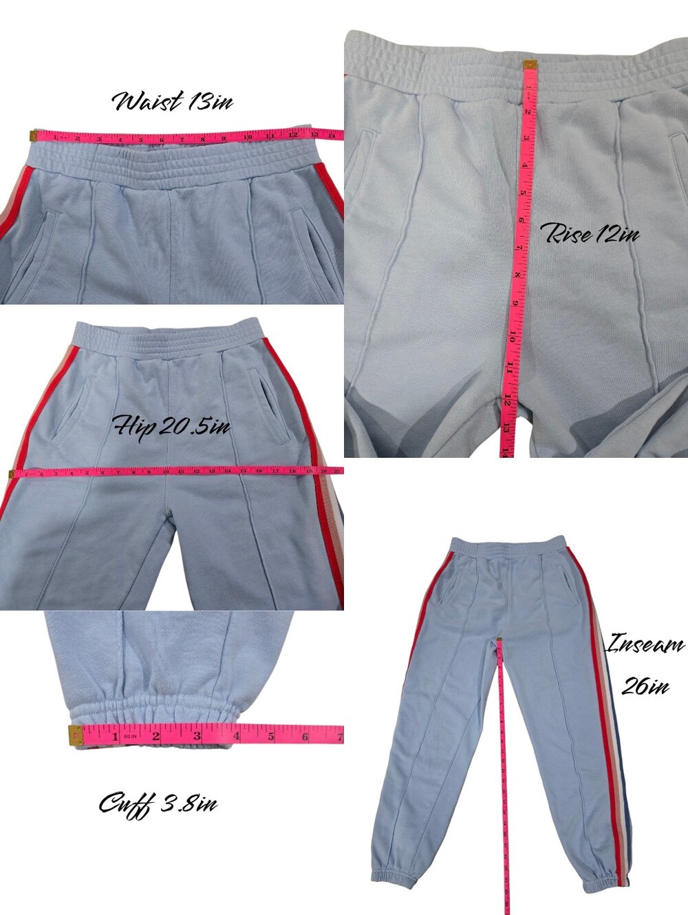 Fashion Nova Side Stripe Joggers Light Baby Blue Size S (E160) - Picture 7 of 8